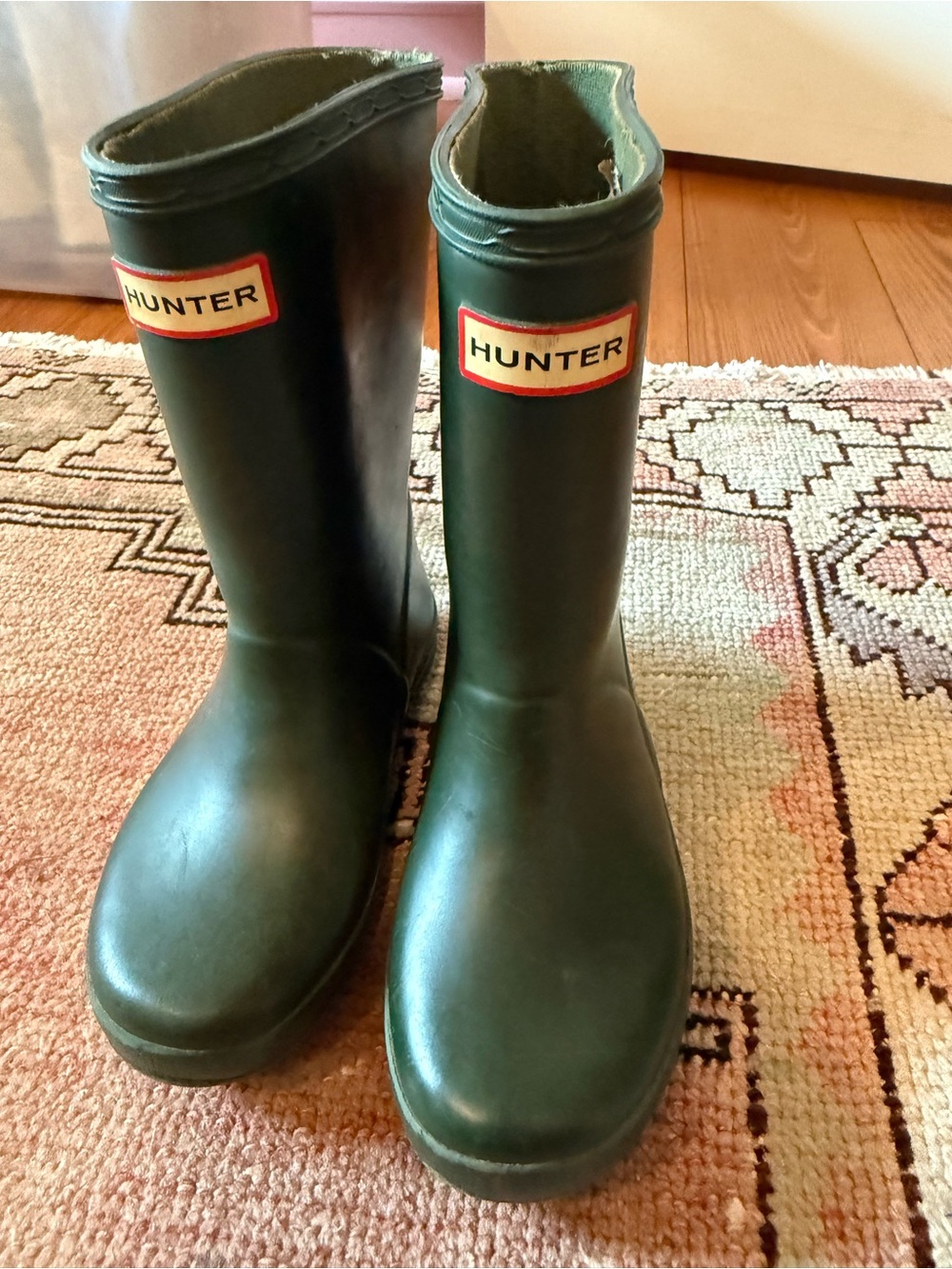 Kids green Hunter rain boots